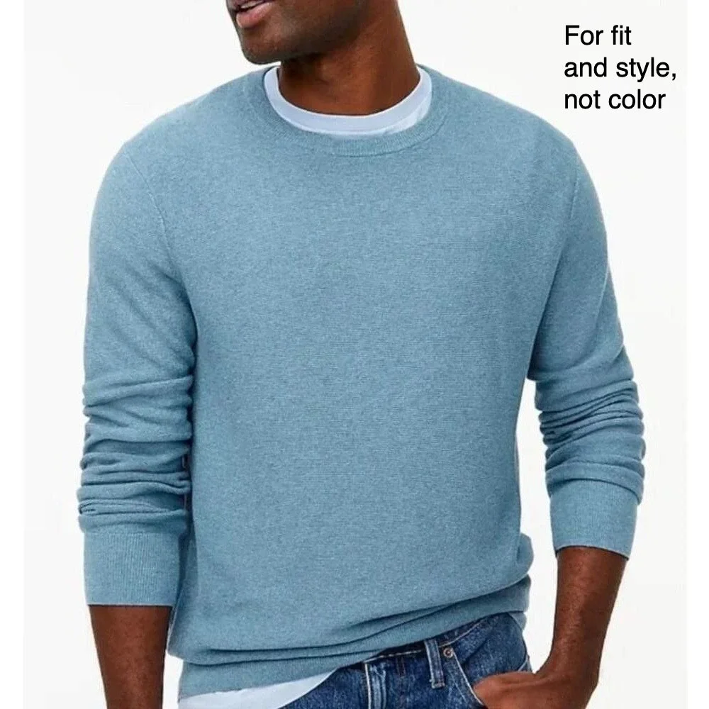 J Crew Mens Cotton Garter Stitch Crew Sweater M Icy Orchid Light Academia Preppy
